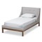 Baxton Studio Louvain Beige Upholstered Walnut-Finished Twin Sized Platform Bed 146-8152 - alternate 1
